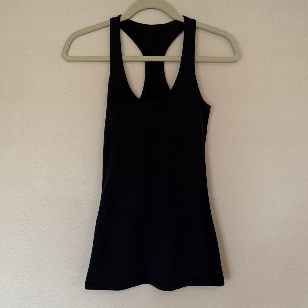 Lululemon Black Racerback Tank with Lace Back Detail Size 6